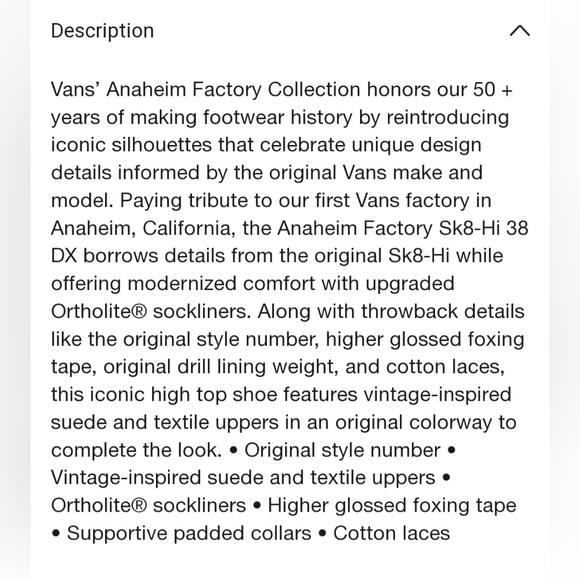 Vans Sk8-Hi 38 DX Anaheim Factory Collection *NWT in Box* - Picture 6 of 10